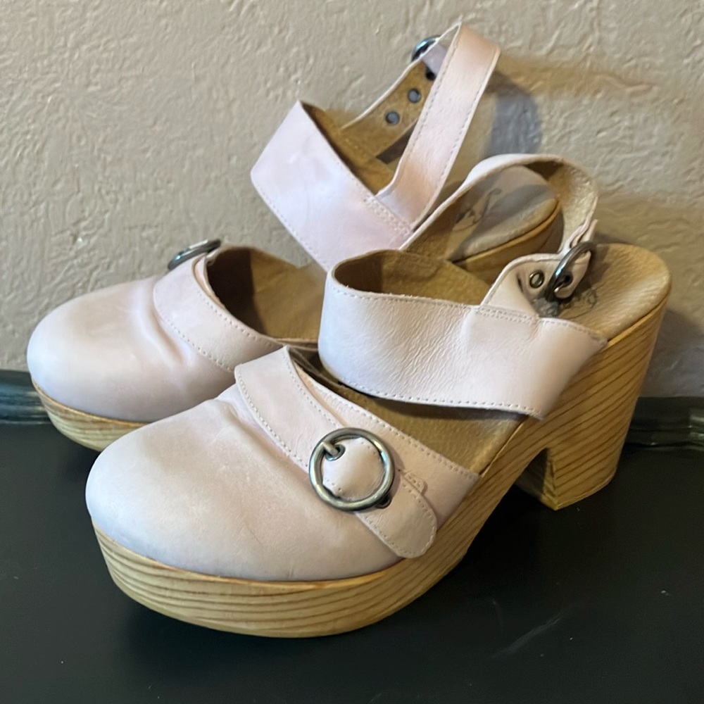 Free People Pink Clogs with Chunky Heel and Platform